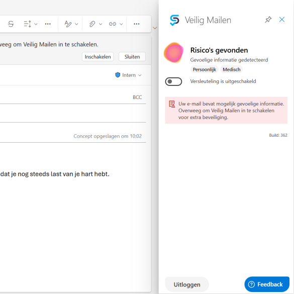 2. Waarschuwing bij gevonden risico